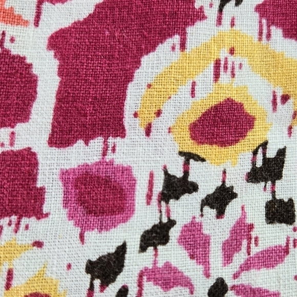 JM Collection 100% Linen Pink Boho Abstract Button-Up Shirt Colorful Maximalist - Picture 6 of 8